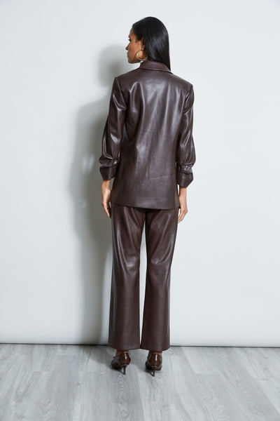 T-Tahari Vegan Leather Ruched Sleeve Blazer Image 5