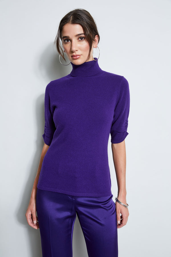 Short Sleeve Cashmere Turtleneck Sweater