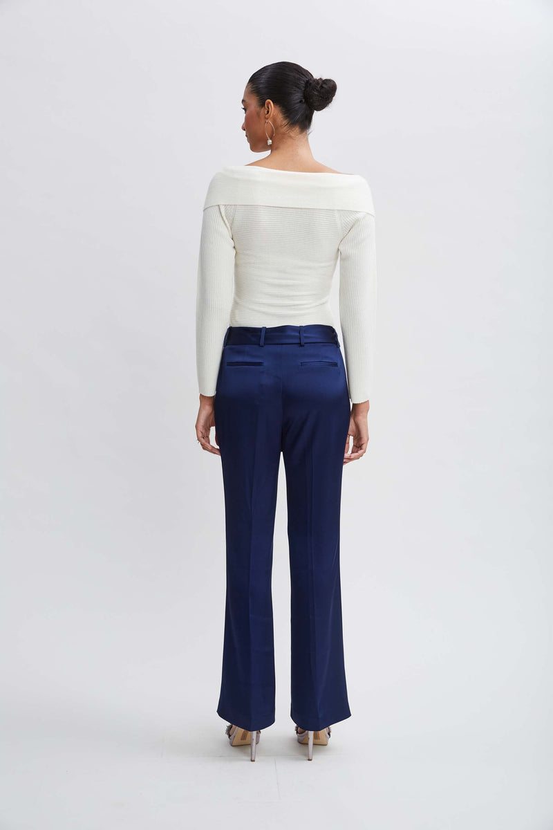 Satin Fit & Flare Sash Pant