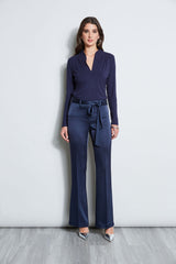 Pleated V-Neck Knit