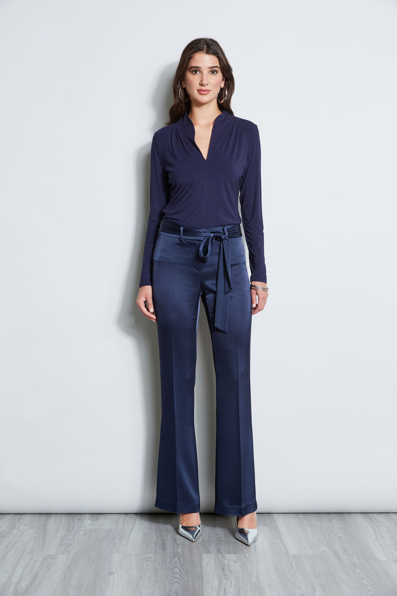 Pleated V-Neck Knit