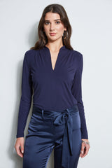 Pleated V-Neck Knit