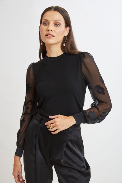 Floral Satin Burnout Combo Knit Image 3