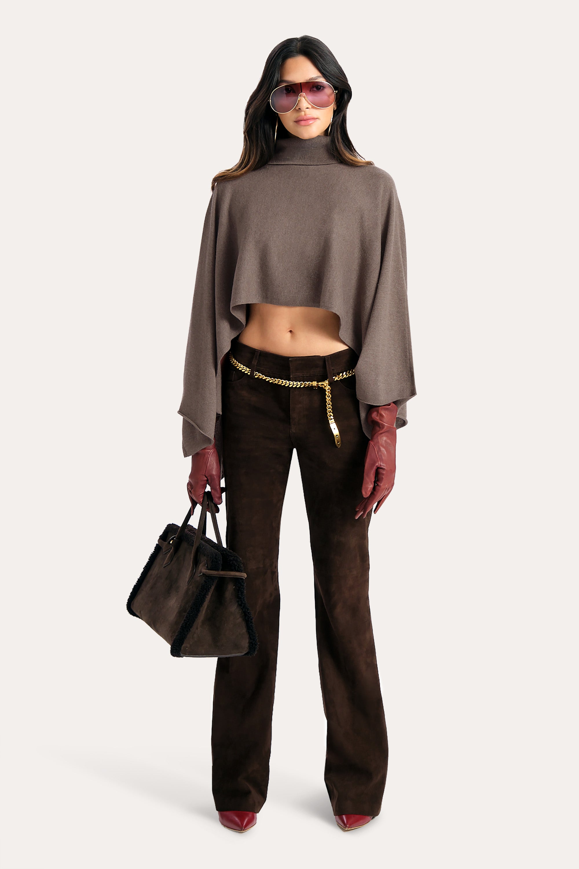 KENNEDY CASHMERE PONCHO in TOBACCO
