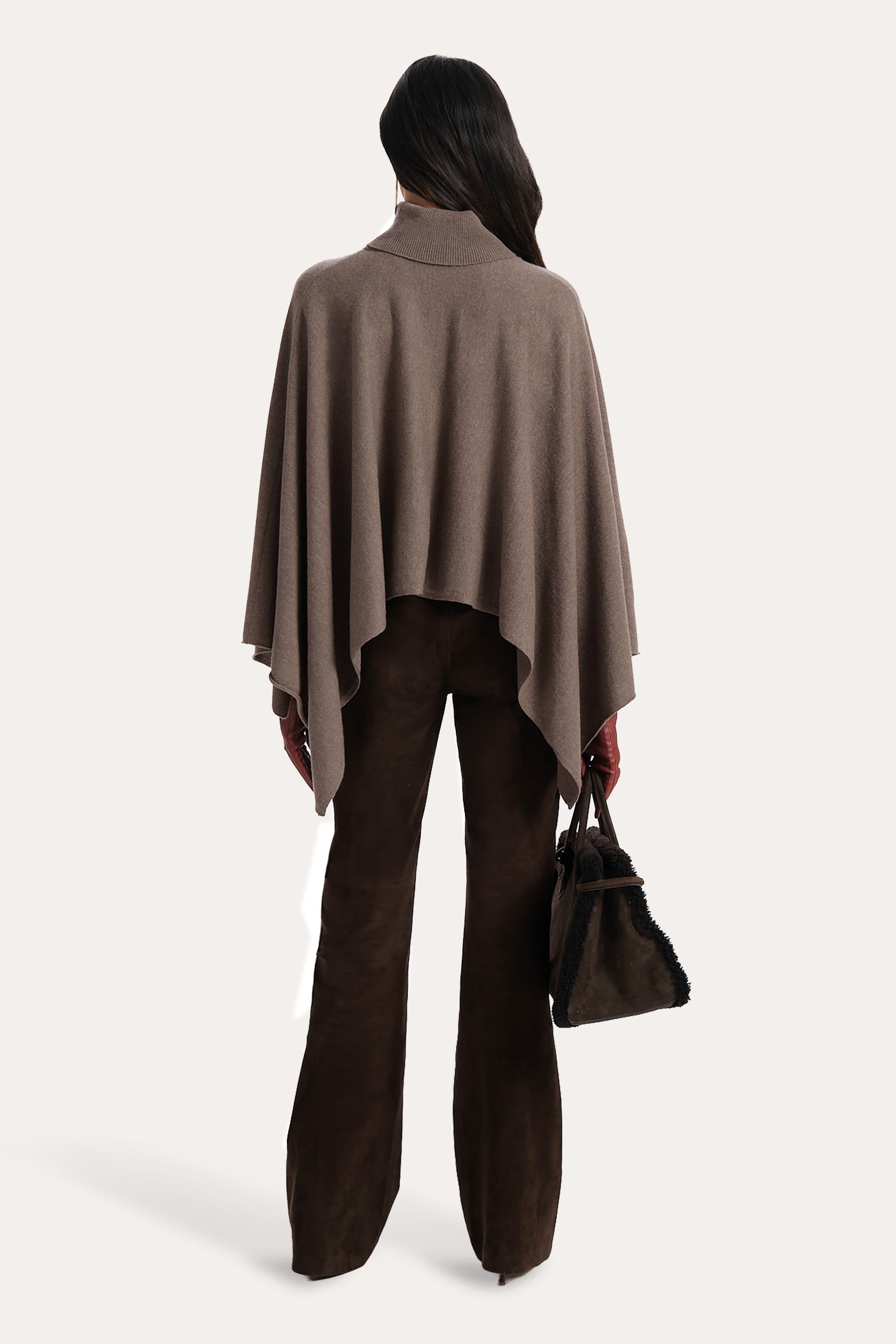 KENNEDY CASHMERE PONCHO in TOBACCO