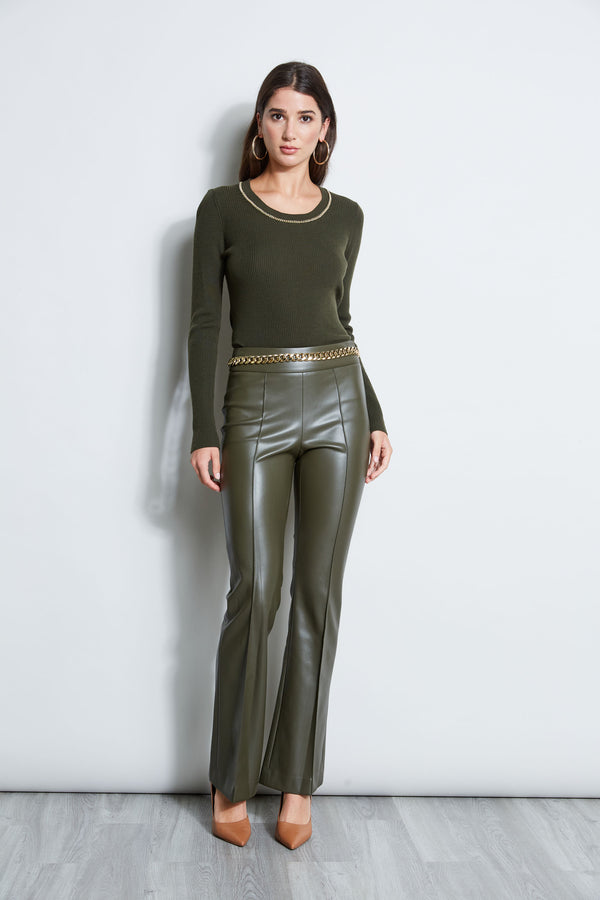 Roseanna Record Leather Pants - Kaki Green | Garmentory