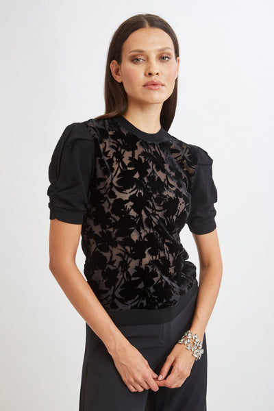 Burnout Velvet Short Sleeve Sweater Image 3