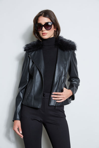 Faux Fur Collar Moto Jacket Image 1