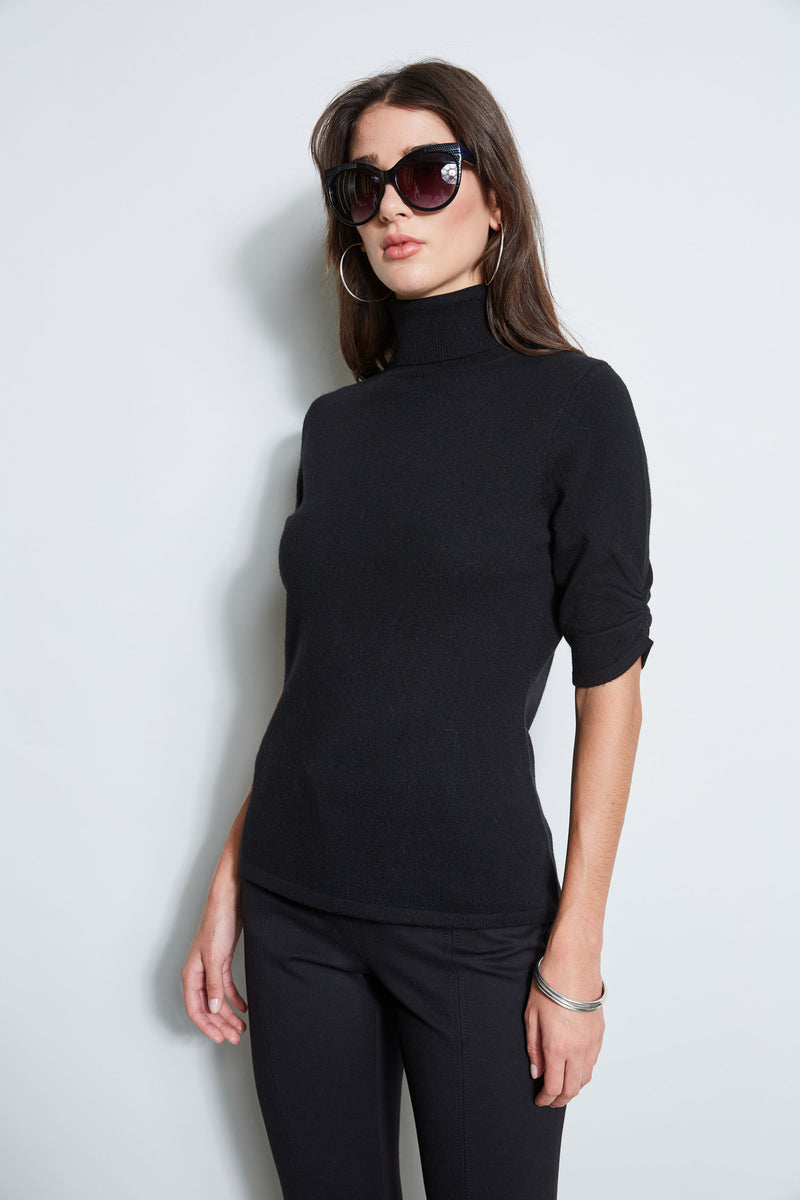 Short Sleeve Cashmere Turtleneck Sweater