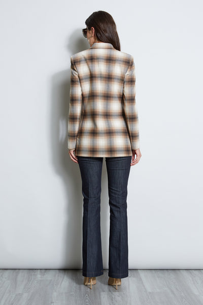 Double Breasted Ombre Plaid Blazer Image 6