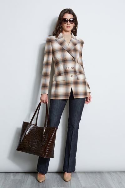 Double Breasted Ombre Plaid Blazer Image 3