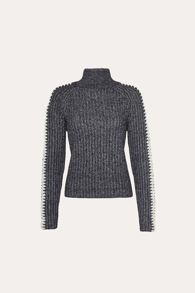 Cable Front Cotton Merino Sweater Image 1