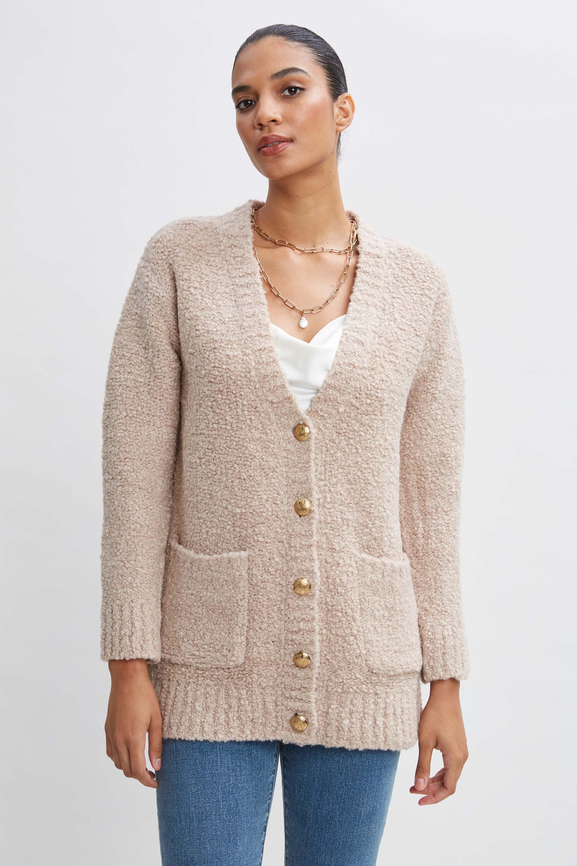 トップス Herlipto Crillon Boucle Cardigan M 正規品 Herlipto Crillon Boucle Cardigan M
