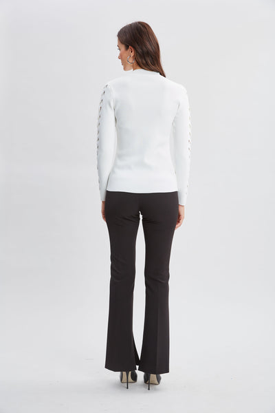 Openwork Sleeve Sweater Image 5