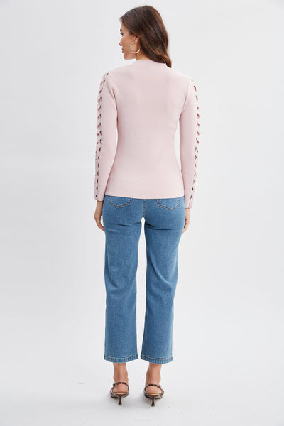 Openwork Sleeve Sweater Image 5