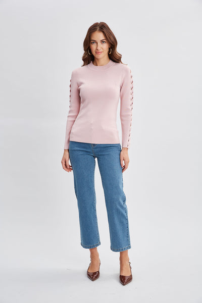 Openwork Sleeve Sweater Image 4