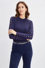 Openwork Sleeve Sweater