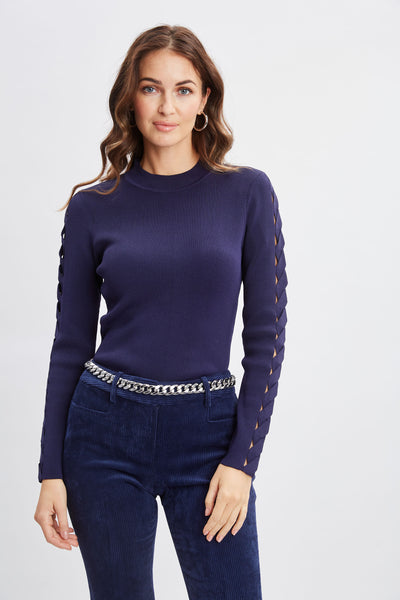 Openwork Sleeve Sweater Image 5