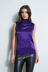 Sleeveless Satin Front Sweater