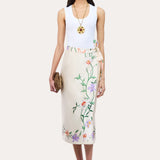 Frances Floral Silk Midi Skirt