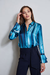 Silk Satin Watercolor Ribbon Shirt