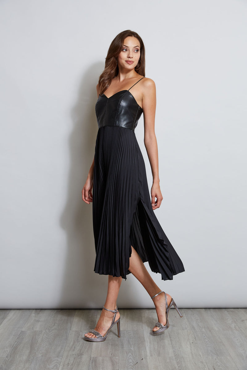 ASOS DESIGN sleeveless corset mini dress with pu skirt in black