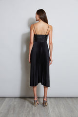 Vegan Leather Pleated Dress