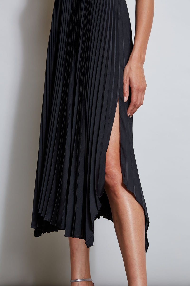 Vegan Leather Pleated Dress