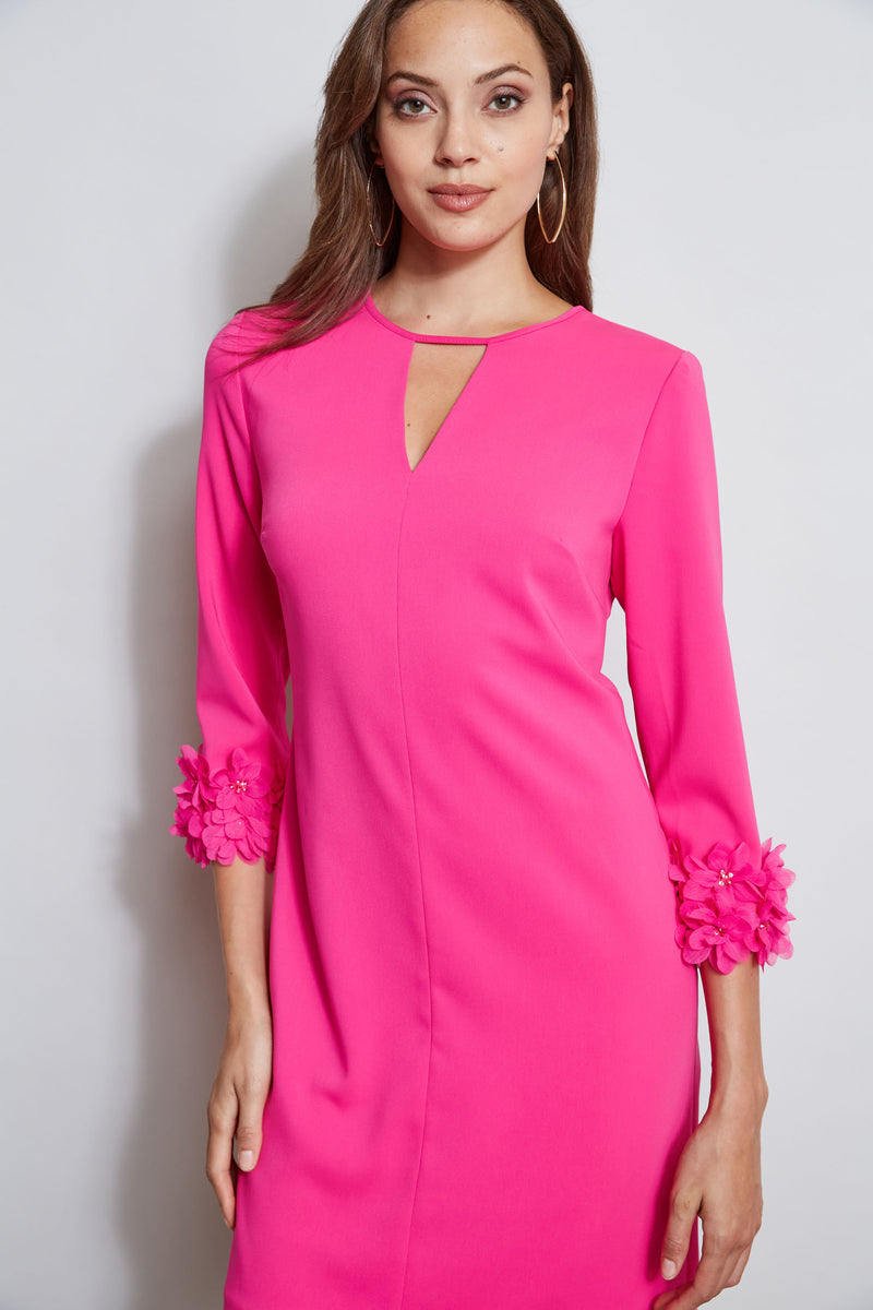 Elie Tahari Flower Applique Sleeve Dress