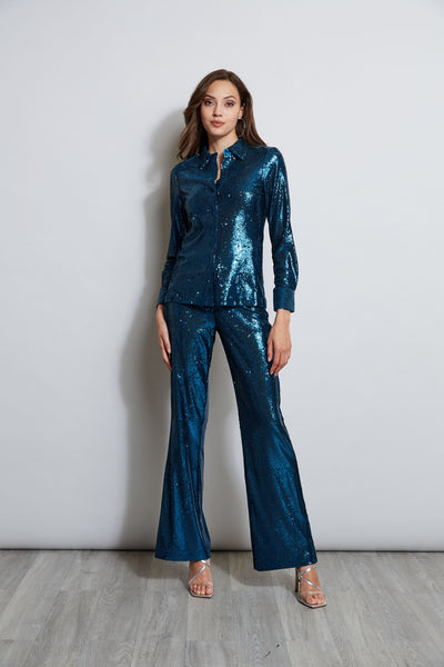 Sequin Button Down Shirt Image 2