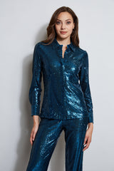 Sequin Button Down Shirt