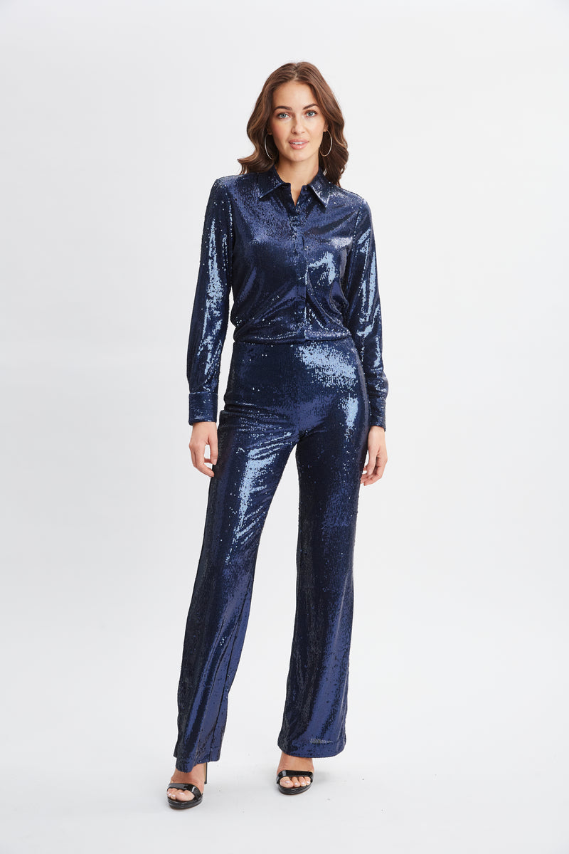 Sequined Button Down