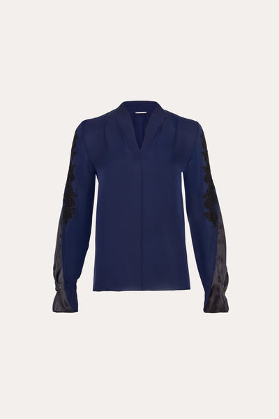 Lace Sleeve Silk Shirt Image 1