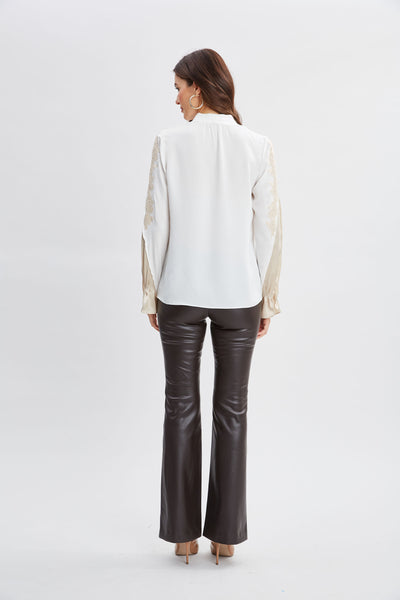 Lace Sleeve Silk Shirt Image 8