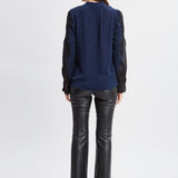 Lace Sleeve Silk Shirt