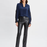 Lace Sleeve Silk Shirt