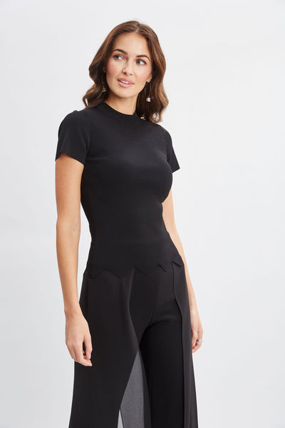 Short Sleeve Scallop Sweater Image 4