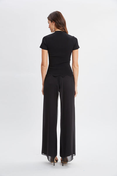 Short Sleeve Scallop Sweater Image 6