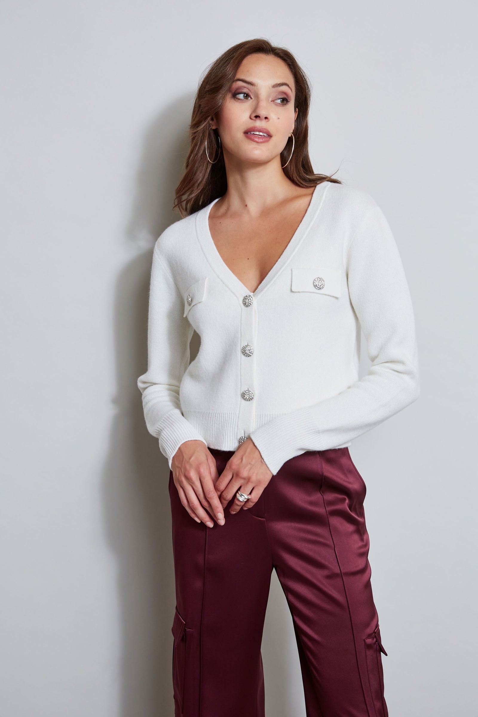 Jewel button cardigan new arrivals
