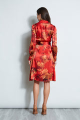 Silk Etched Floral Wrap Dress