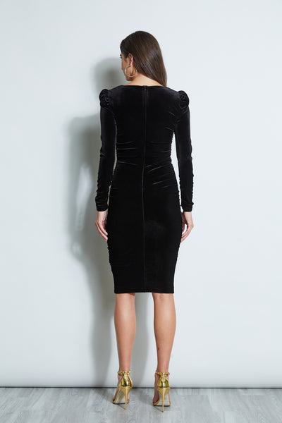 Ruched Velvet Square Neck Dress Image 3