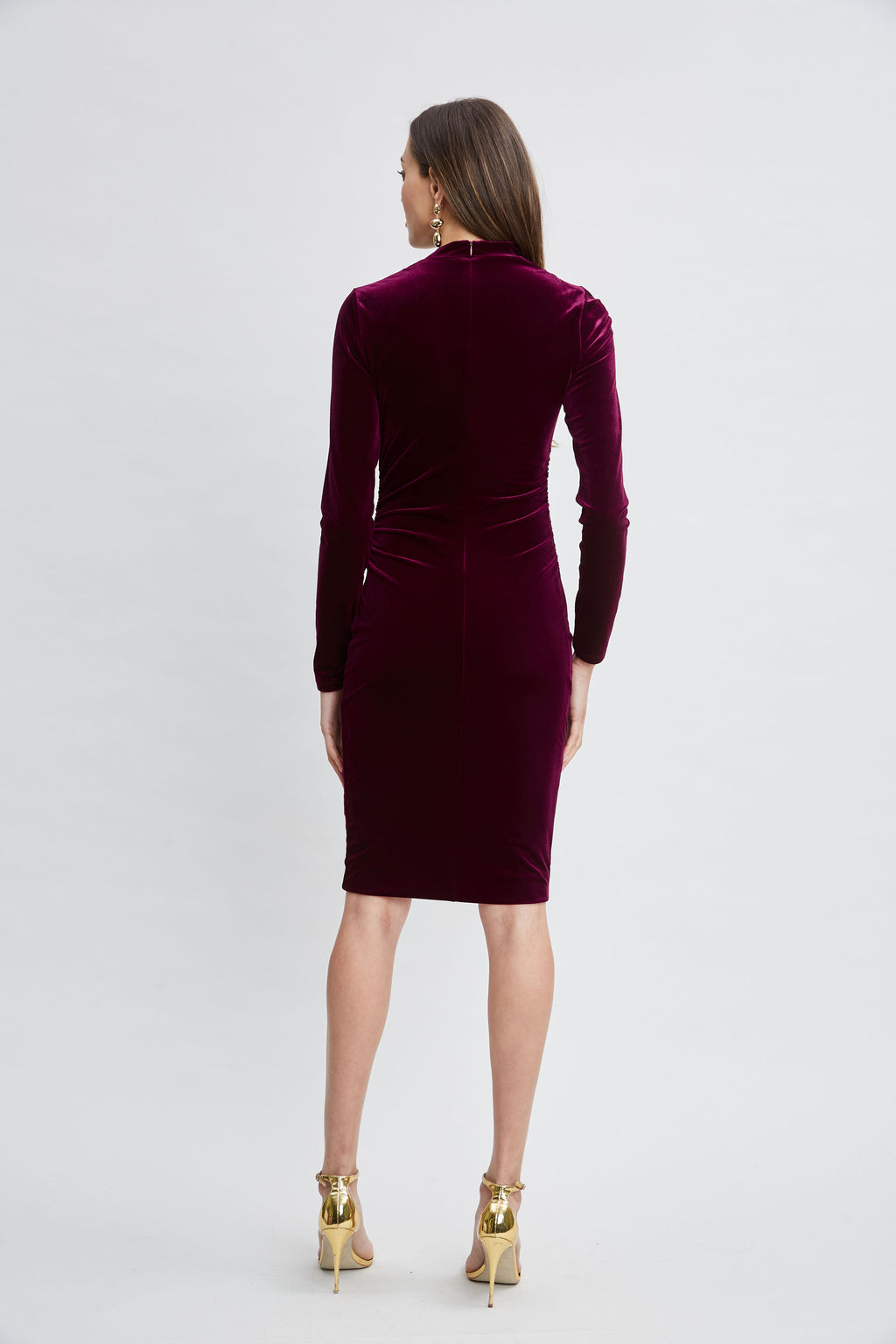 Asymmetric Ruched Velvet Dress Elie Tahari