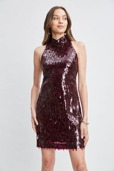 Chandelier Sequin Halter Dress Image 4