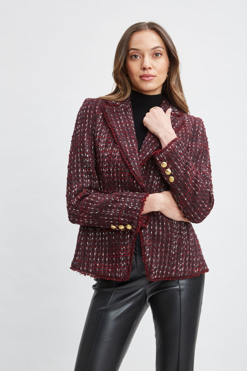 Tweed Single Button Blazer