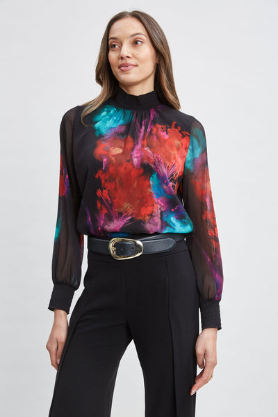 Mock Neck Studio Floral Shirt Image 1
