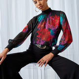 Mock Neck Studio Floral Shirt