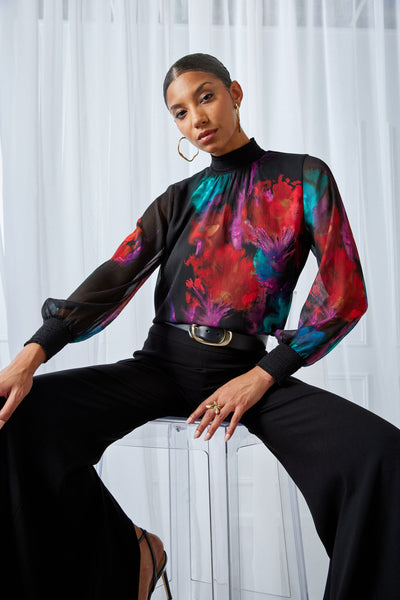 Mock Neck Studio Floral Shirt Image 2