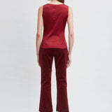 Silk Satin Sleeveless Ruffle Top