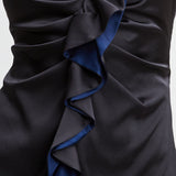 Silk Satin Sleeveless Ruffle Top