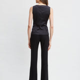 Silk Satin Sleeveless Ruffle Top